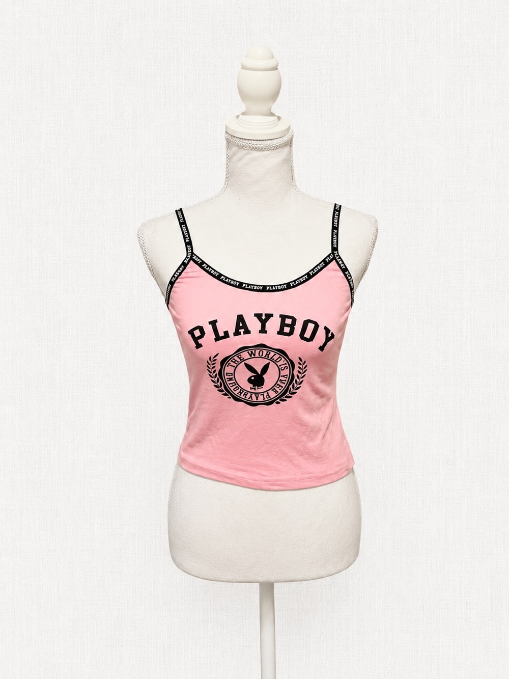 PLAYBOY Pink Logo Cami with Black Trim